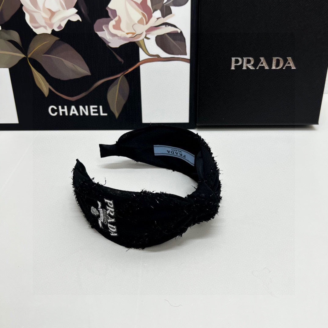 PRADA HAIRBAND IN BLACK FABRIC 381468