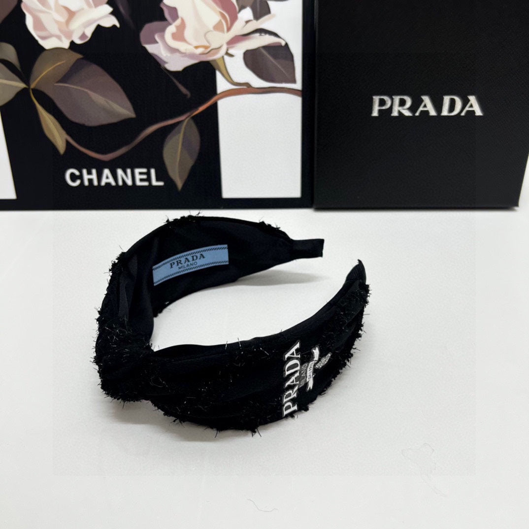 PRADA HAIRBAND IN BLACK FABRIC 381468