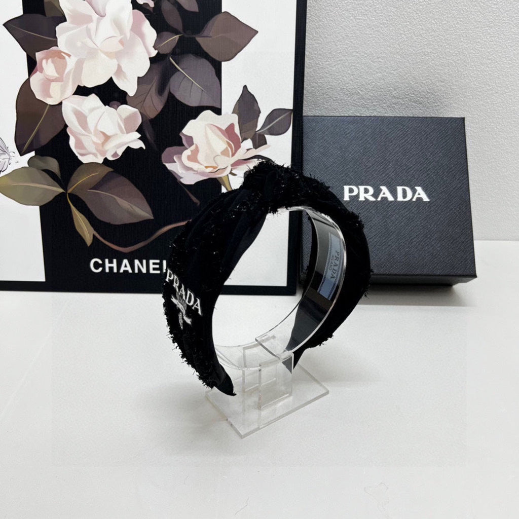 PRADA HAIRBAND IN BLACK FABRIC 381468