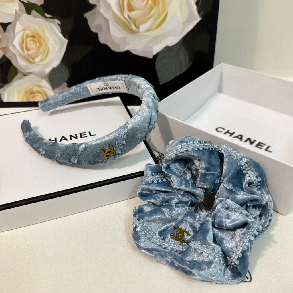 CHANEL SKY BLUE VELVET TWO-PIECE SET 412457
