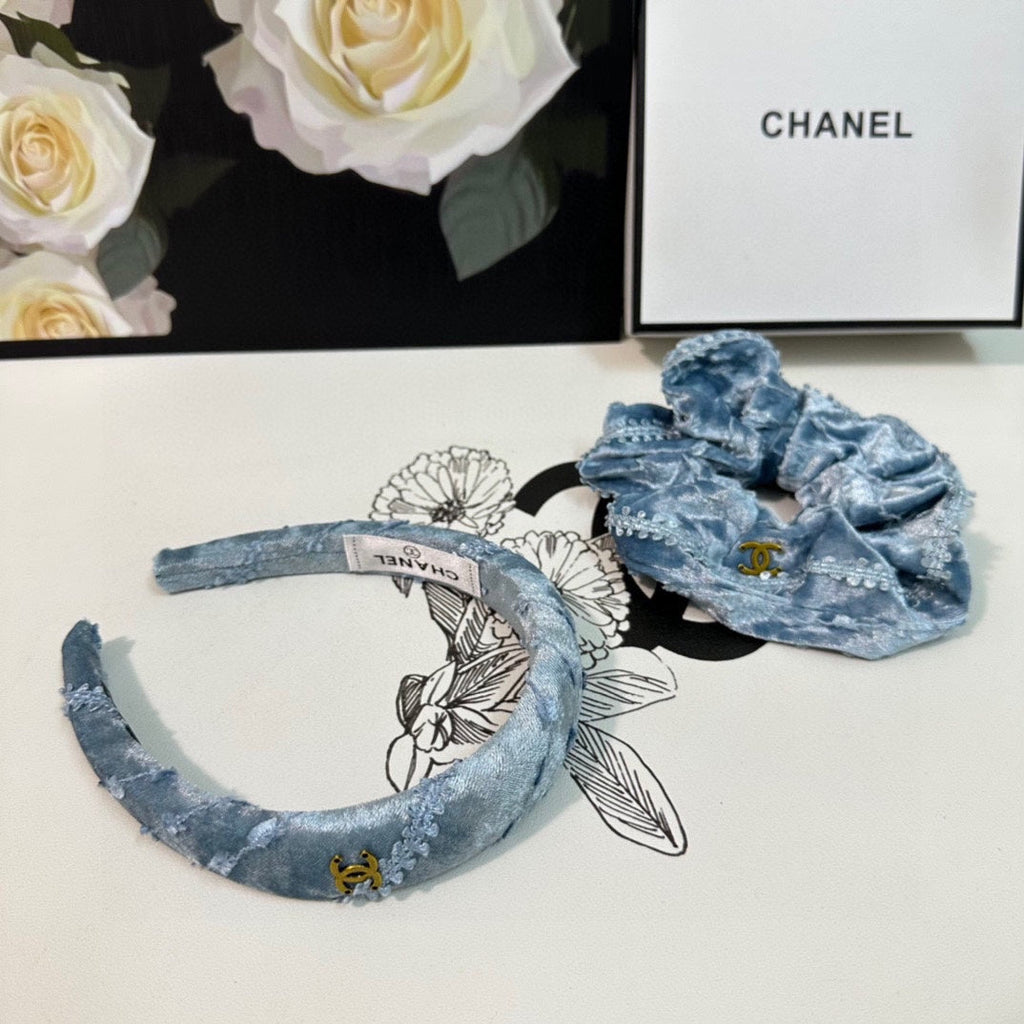 CHANEL SKY BLUE VELVET TWO-PIECE SET 412457