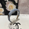 PRADA THICK HEADBAND IN BLUE MIX WHITE KNITTED FABRIC 432807