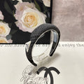PRADA THICK HEADBAND IN BLACK MIX WHITE KNITTED FABRIC 432808