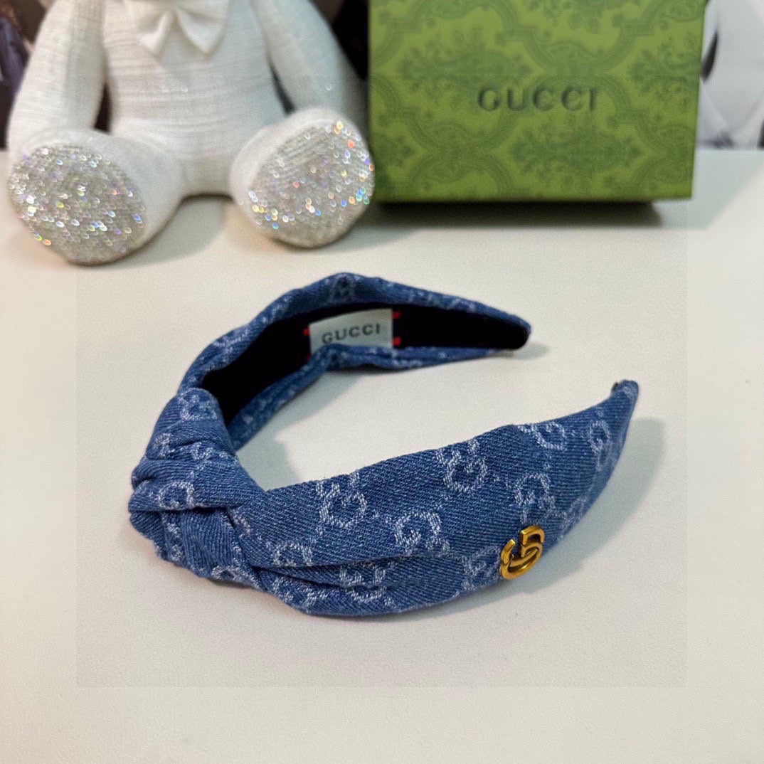 GUCCI DENIM HEADBAND ROYAL BLUE 432814