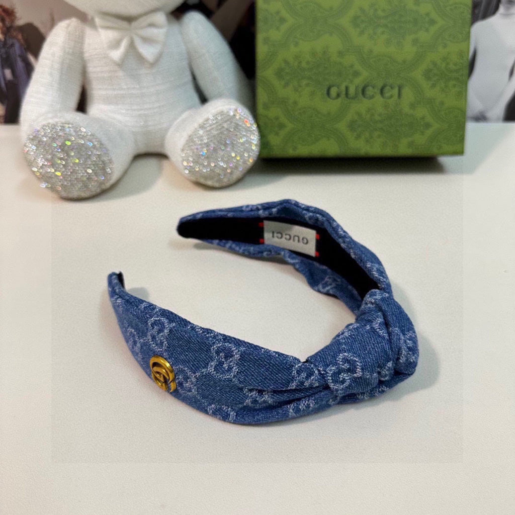 GUCCI DENIM HEADBAND ROYAL BLUE 432814