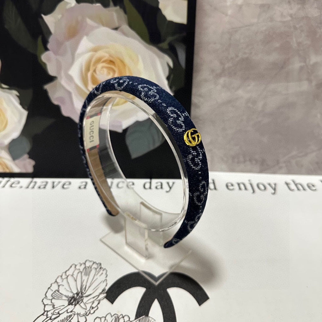 GUCCI HAIRBAND IN MIDNIGHT BLUE DENIM 432817
