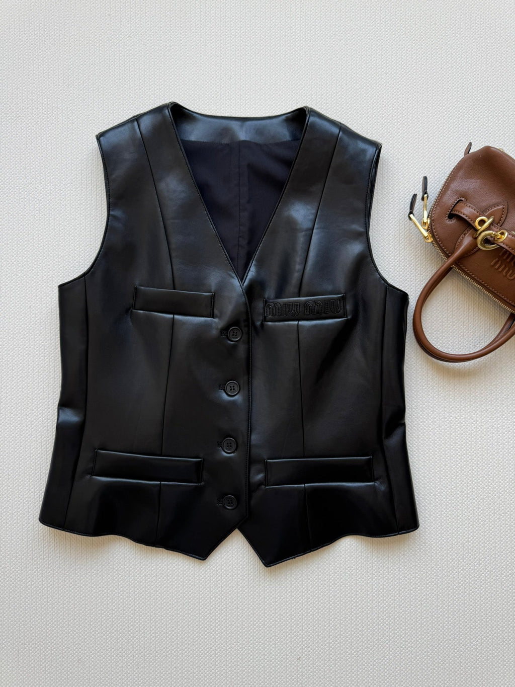 MIUMIU LEATHER VEST STYLE 728