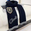 CHANEL SCARF 180 CM IN BLACK PURE CASHMERE WITH STICKER 389998
