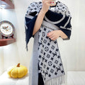 LOUIS VUITTON MONOGRAM SCARF 210 CM IN BLACK MIX WHITE CASHMERE 398283