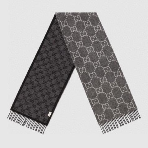GUCCI JACQUARD WOOL SCARF BLACK 398285