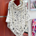 CHANEL SQUARE SCARF 140 CM IN WHITE MONOGRAM CASHMERE 401158