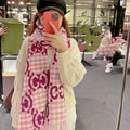 GUCCI SCARF 220 CM IN BRIGHT PINK MIX WHITE WOOL 401164