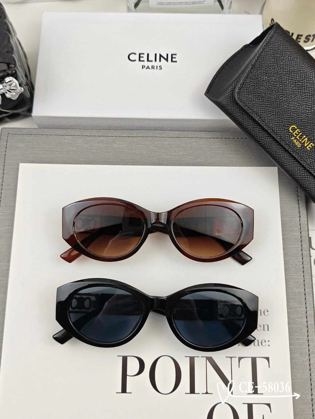 CELINE TRIOMPHE SUNGLASSES 58036 IN ACETATE