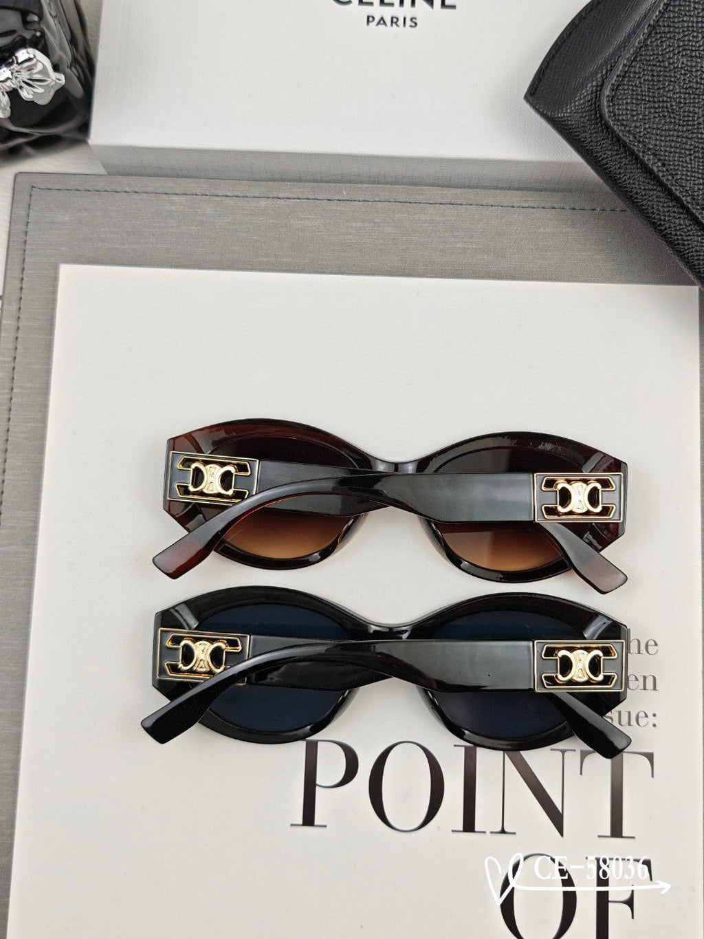 CELINE TRIOMPHE SUNGLASSES 58036 IN ACETATE