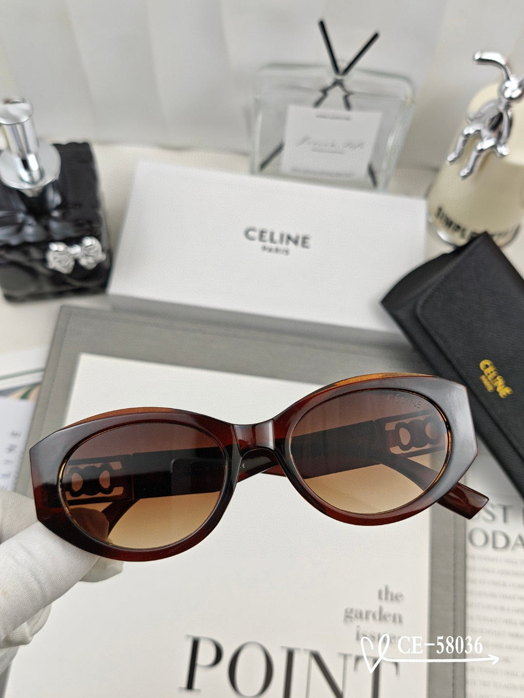 CELINE TRIOMPHE SUNGLASSES 58036 IN ACETATE
