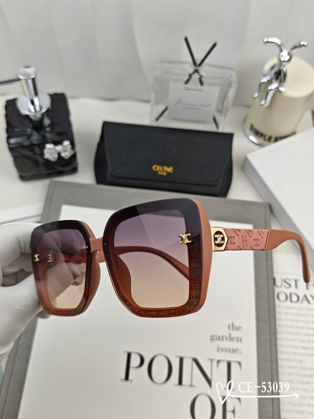 CELINE TRIOMPHE SQUARE SUNGLASSES 53039 IN ACETATE