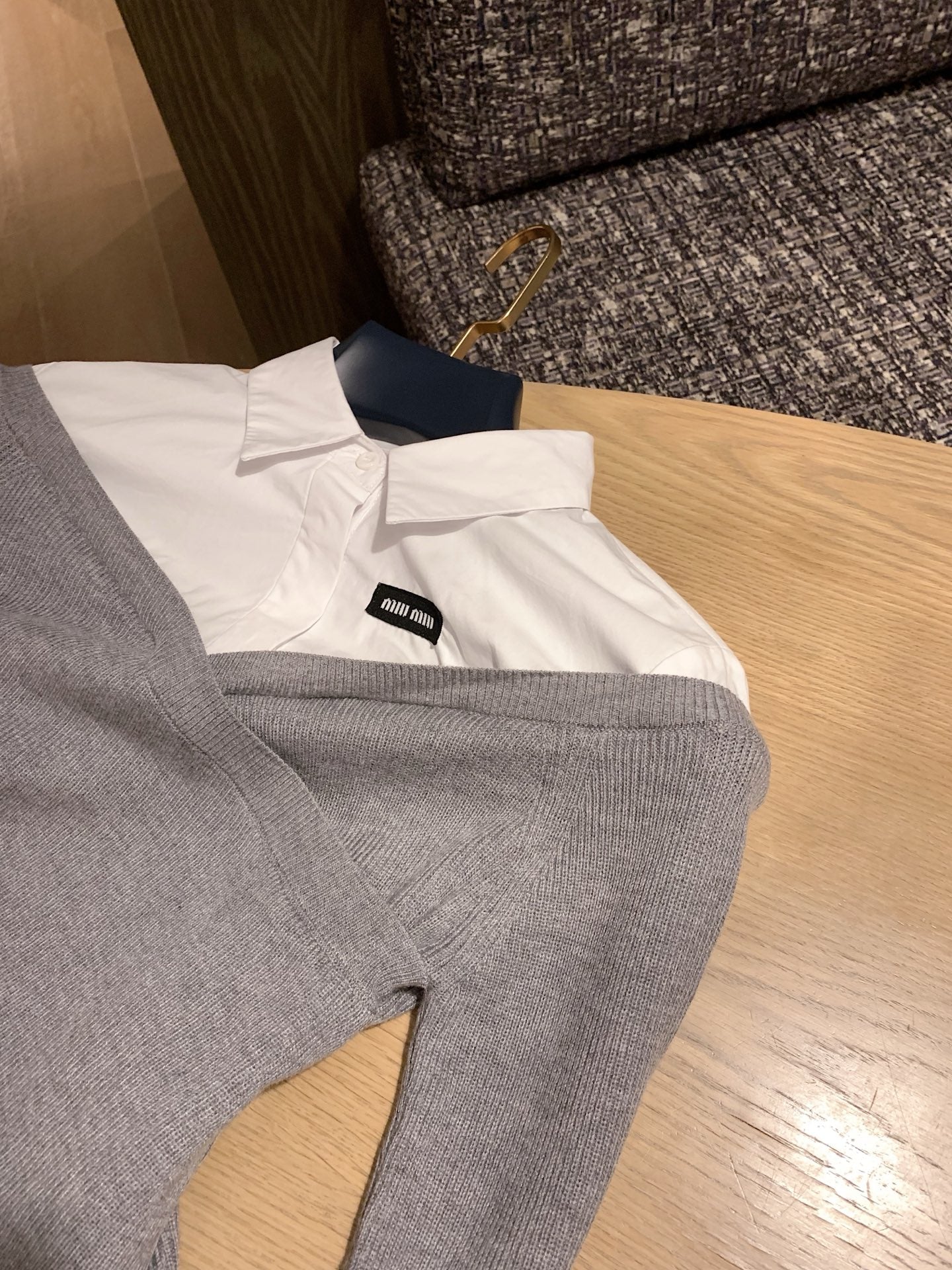 MIUMIU TWO-PIECE COLLARED KNIT SET STYLE 445