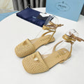 PRADA CROCHET SANLS IN EGG NOG BEIGE FABRIC