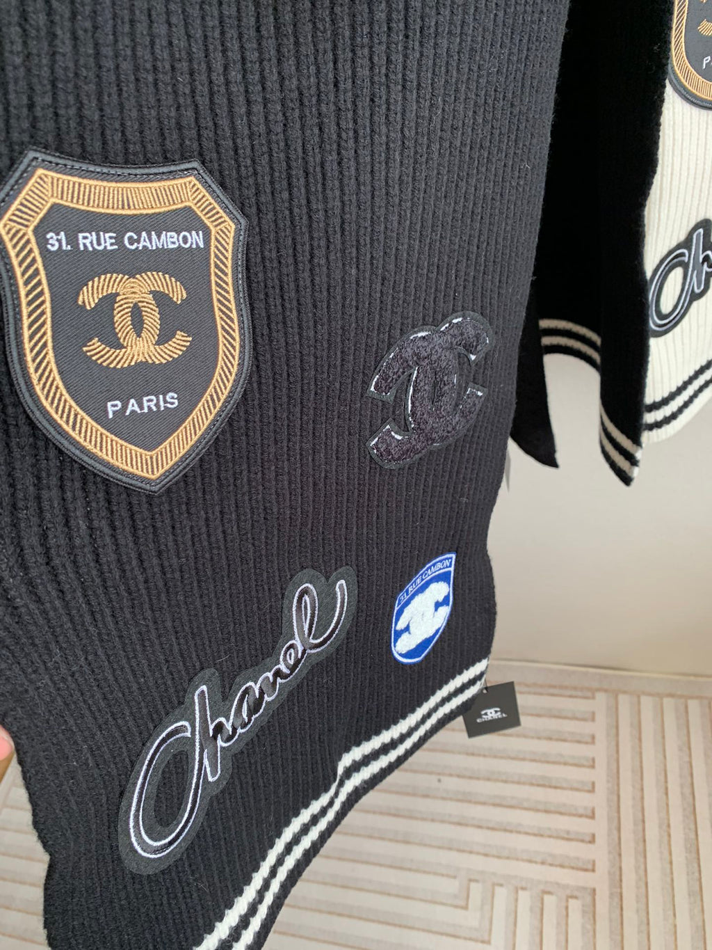 CHANEL SCARF 200 CM IN BLACK PURE CASHMERE WITH STICKER 392881
