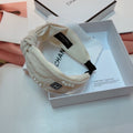 CHANEL WHITE HAIRBAND WITH PEARL FOR WOMEN 124701