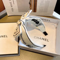 CHANEL WHITE MIX BLACK SILK HAIRBAND 358256