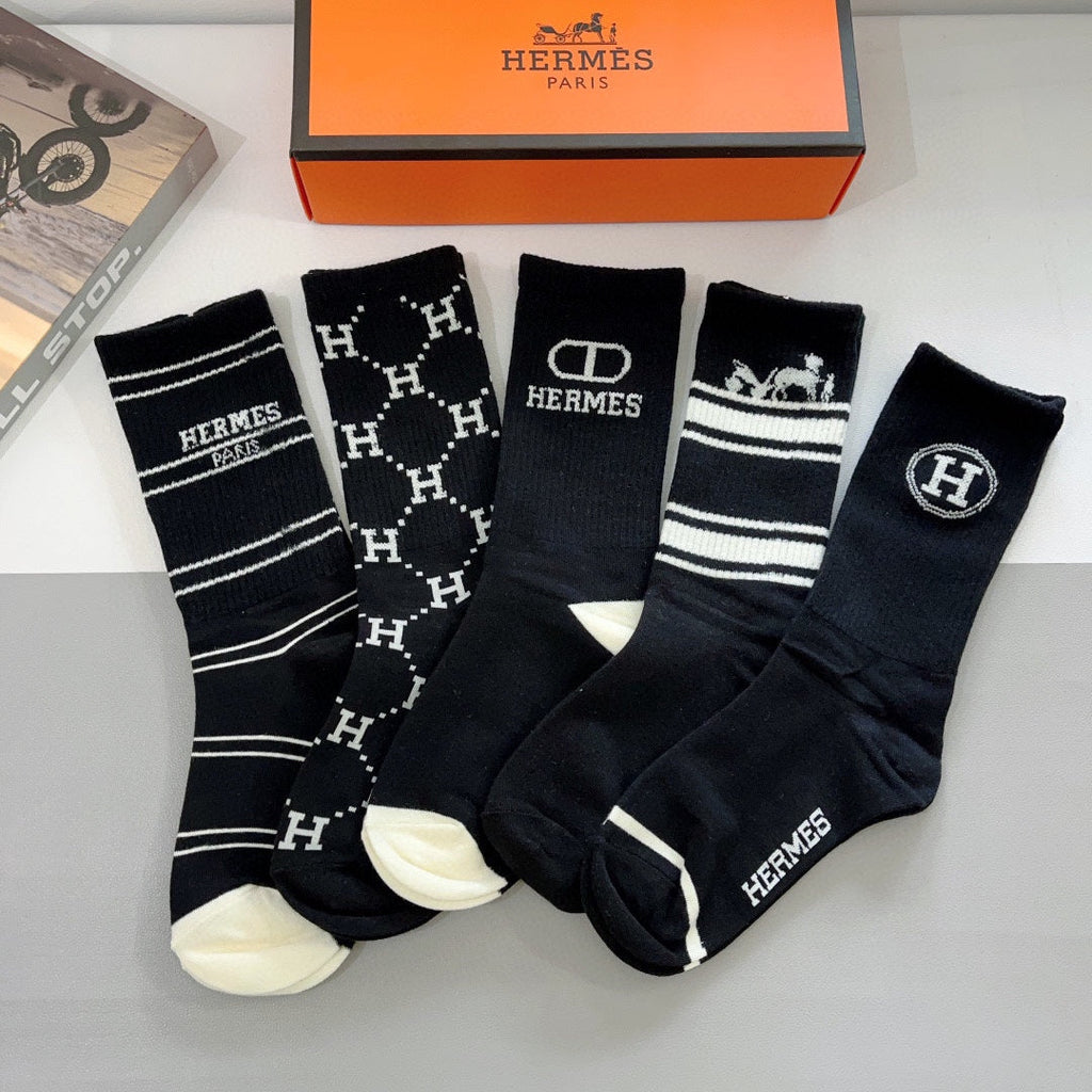HERMES CREW SOCKS 381628 (1 BOX)