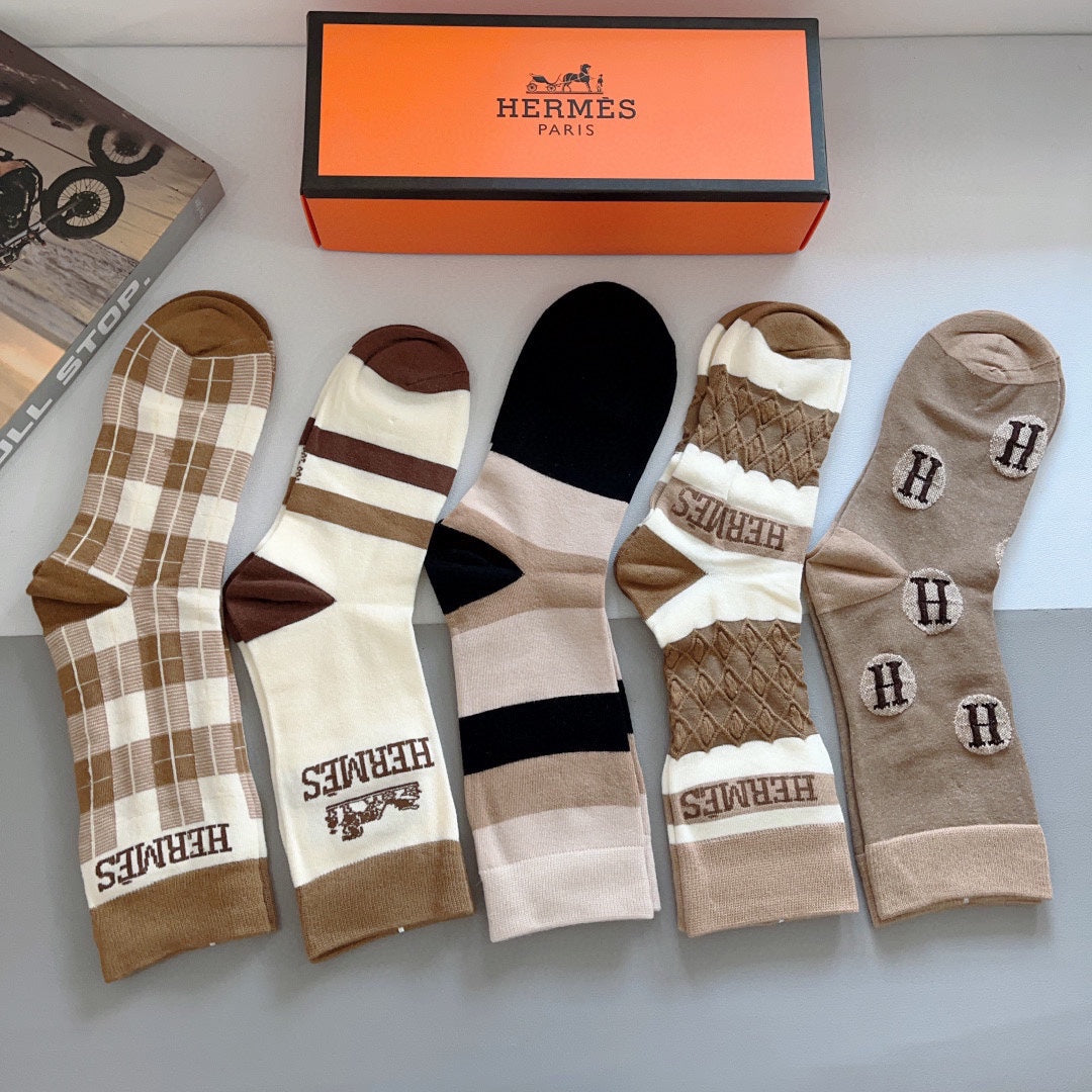 HERMES CREW SOCKS 385997 (1 BOX)