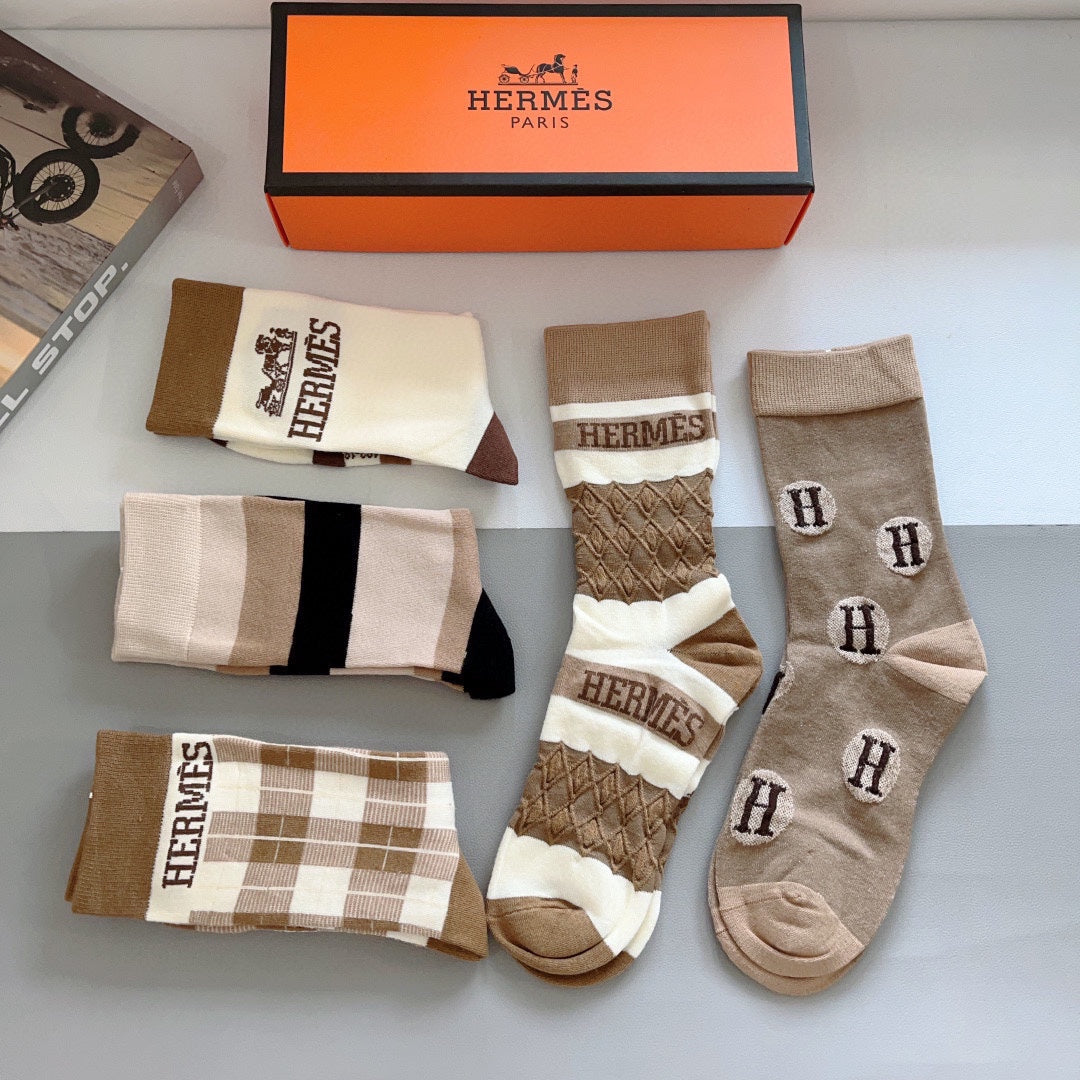HERMES CREW SOCKS 385997 (1 BOX)