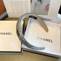 CHANEL SILVER FABRIC WITH SEQUINS HAIRBAND 412428