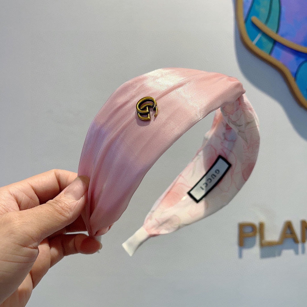 GUCCI CHIFFON HEADBAND CREPE PINK 429327