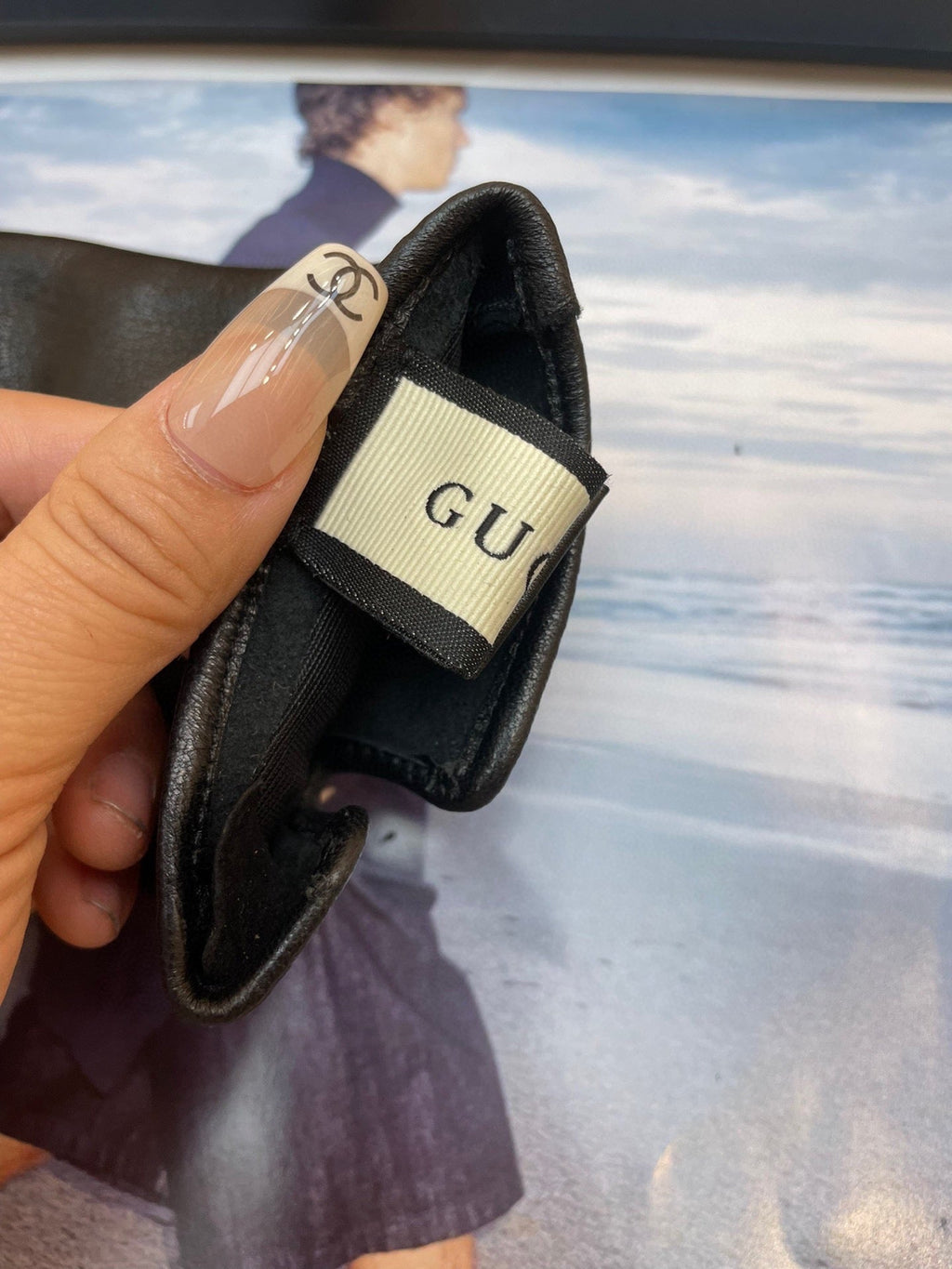 GUCCI FINGERLESS GLOVES IN BLACK LAMBSKIN WITH GOLD HORSEBIT 432606