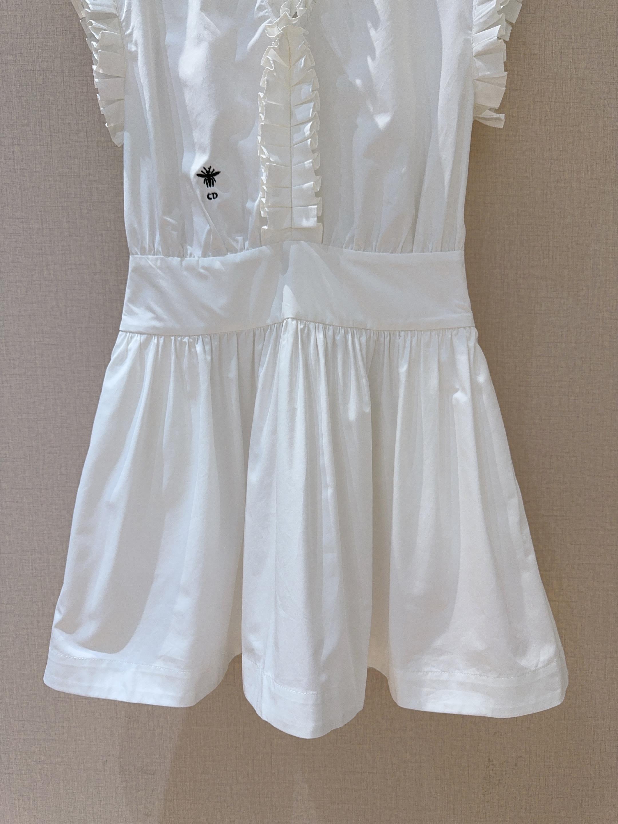 DIOR 25S SHORT PLEATED LACE SHIRT DRESS 553