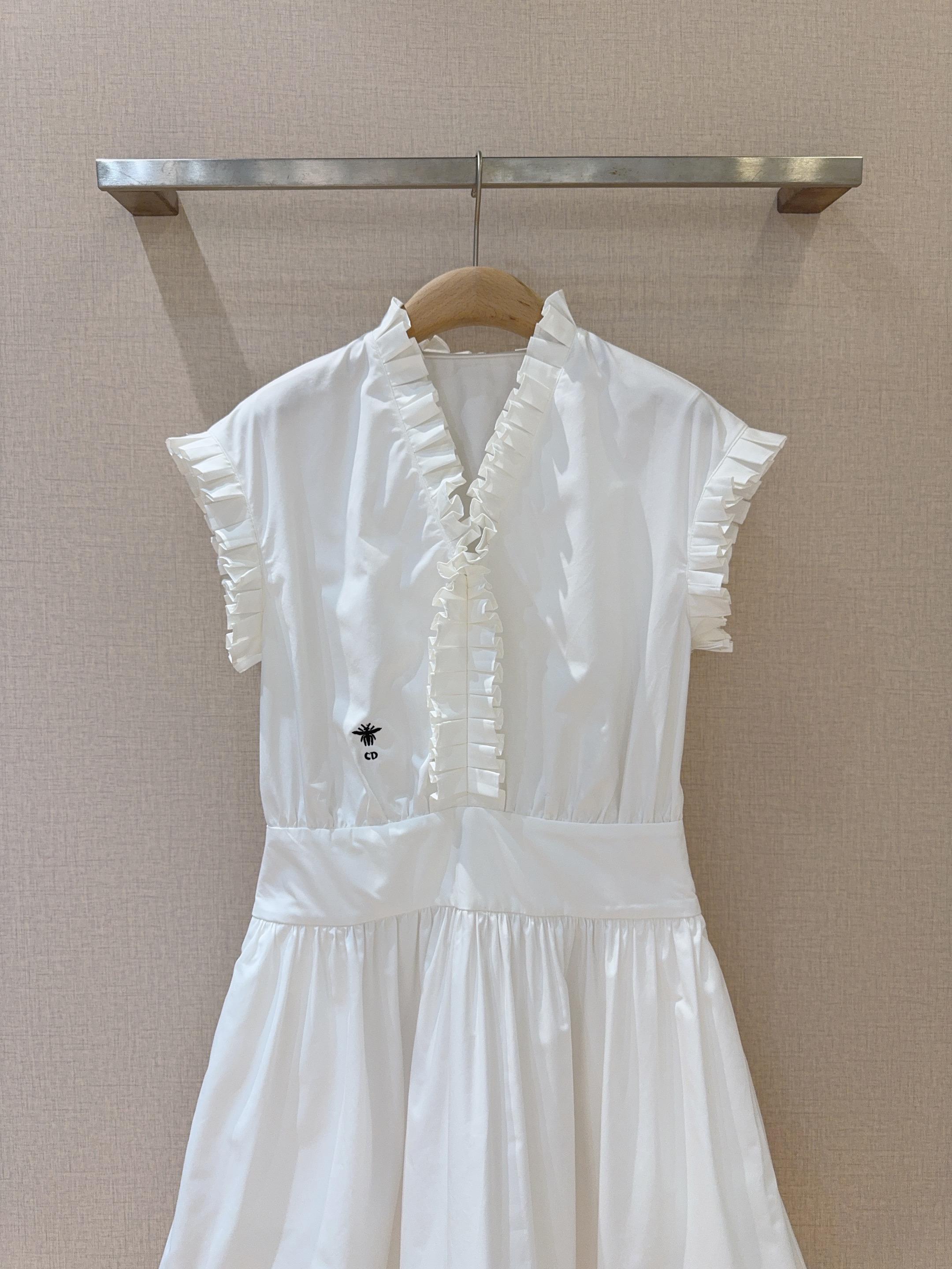 DIOR 25S SHORT PLEATED LACE SHIRT DRESS 553