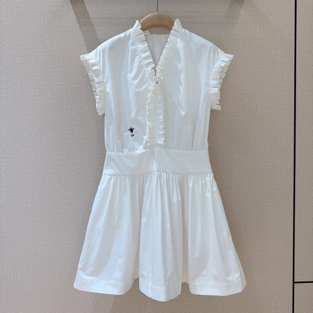 DIOR 25S SHORT PLEATED LACE SHIRT DRESS 553