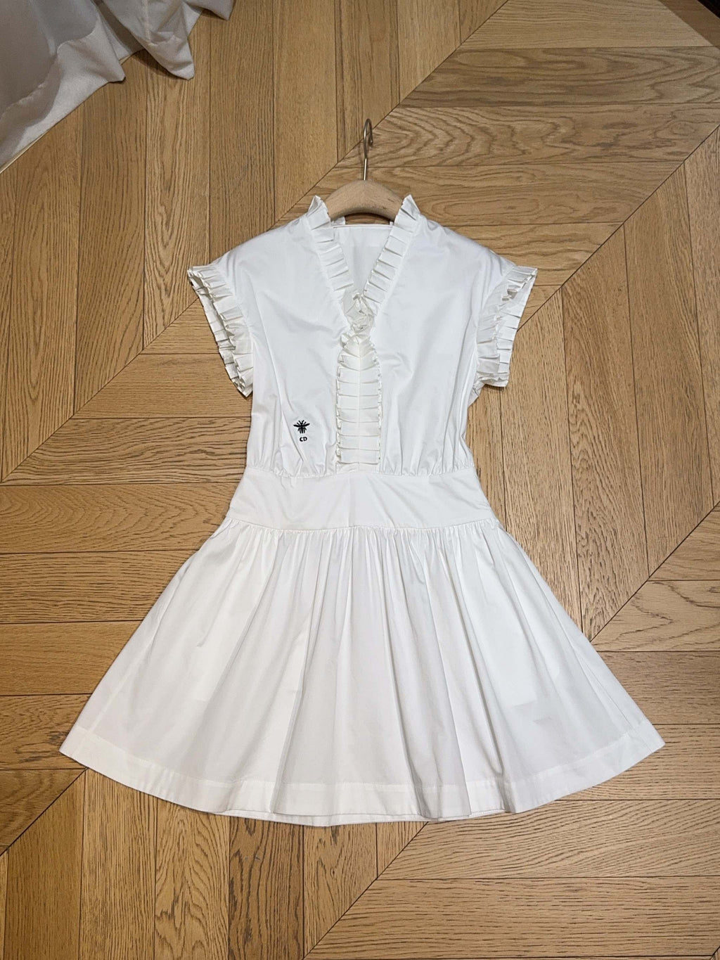 DIOR 25S SHORT PLEATED LACE SHIRT DRESS 553
