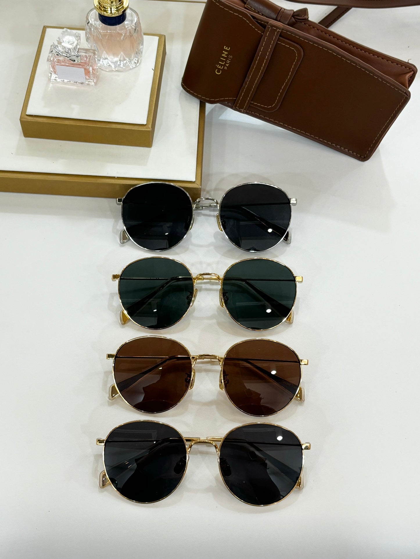 CELINE SUNGLASS CL40100 IN METAL MINERAL GLASS LENSES