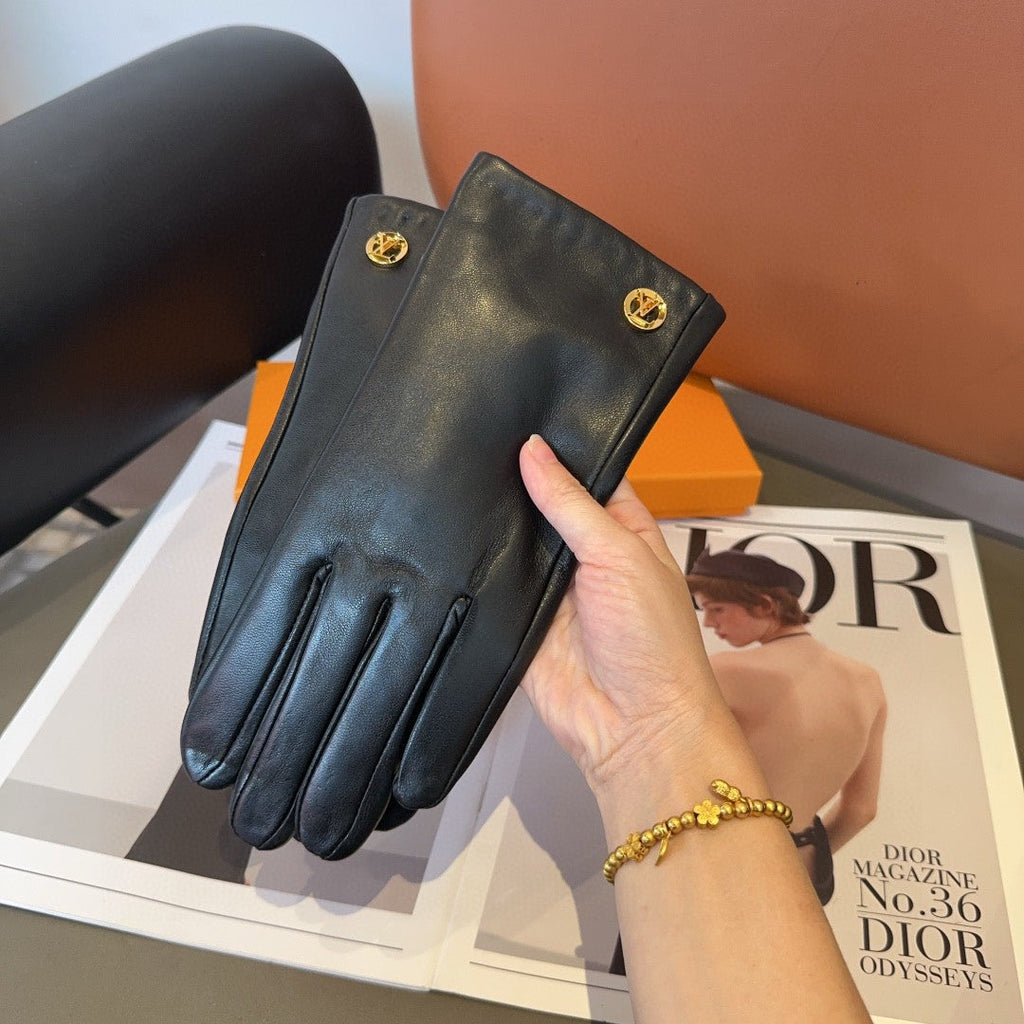 LOUIS VUITTON LV GLOVES IN BLACK LAMBSKIN 463910