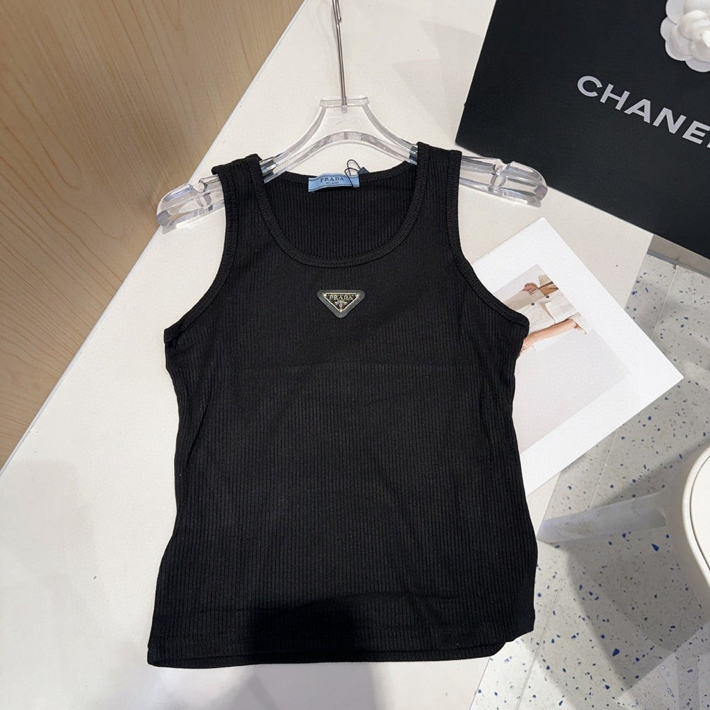 PRADA CAMISOLE 624506 IN BLACK COTTON RIBBED