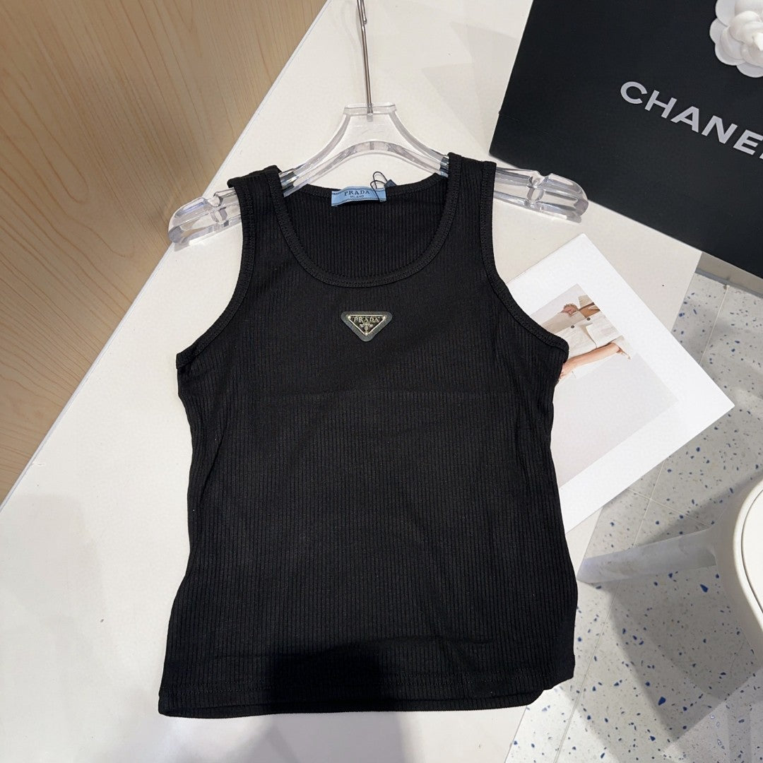 PRADA CAMISOLE 624506 IN BLACK COTTON RIBBED