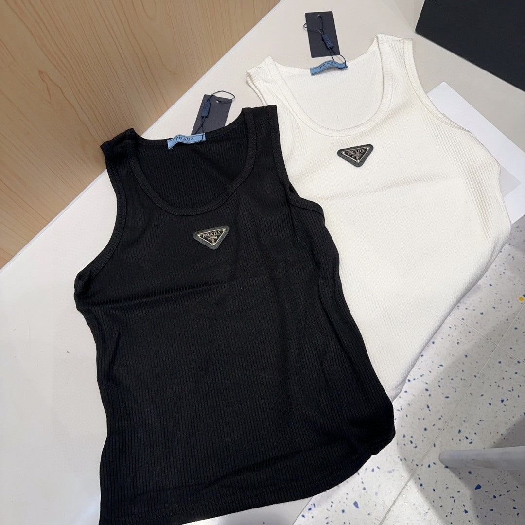 PRADA CAMISOLE 624506 IN BLACK COTTON RIBBED