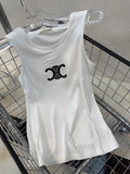 CELINE TANK TOP 627697 IN WHITE COTTON RIBBED