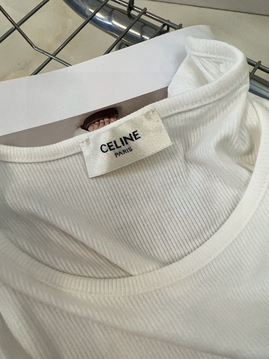 CELINE TANK TOP 627697 IN WHITE COTTON RIBBED