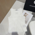 CELINE TANK TOP 633206 IN WHITE COTTON RIBBED KNIT EMBOSSED LOGO