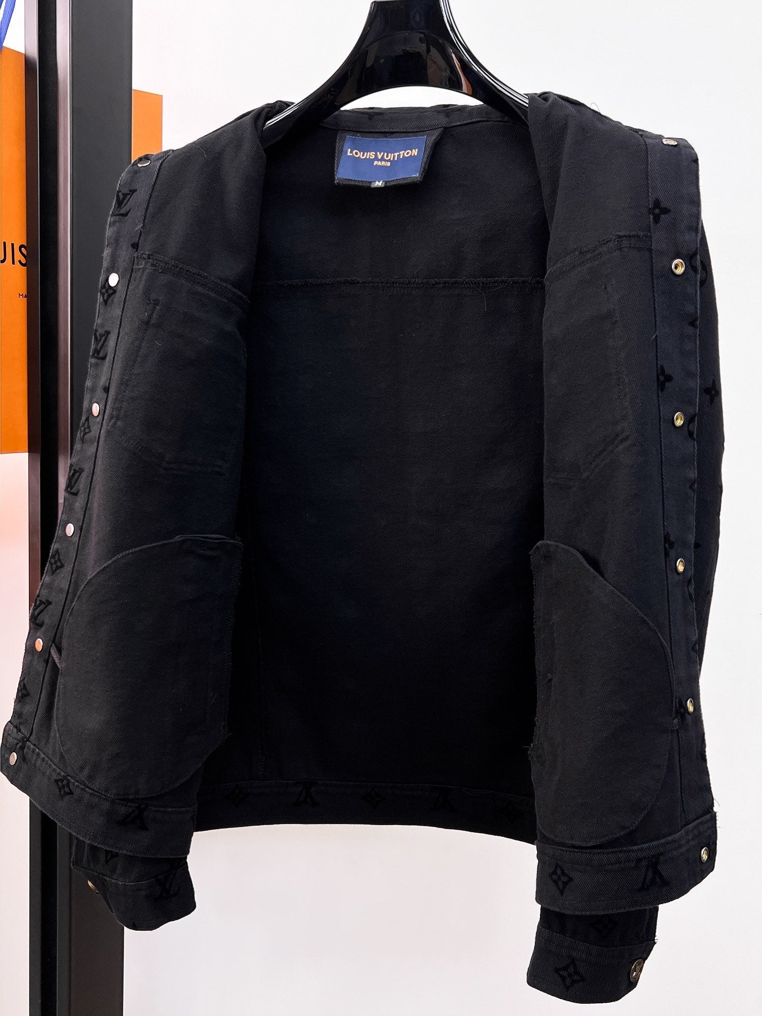 LOUIS VUITTON LV BLACK MONOGRAM DENIM JACKET 239525
