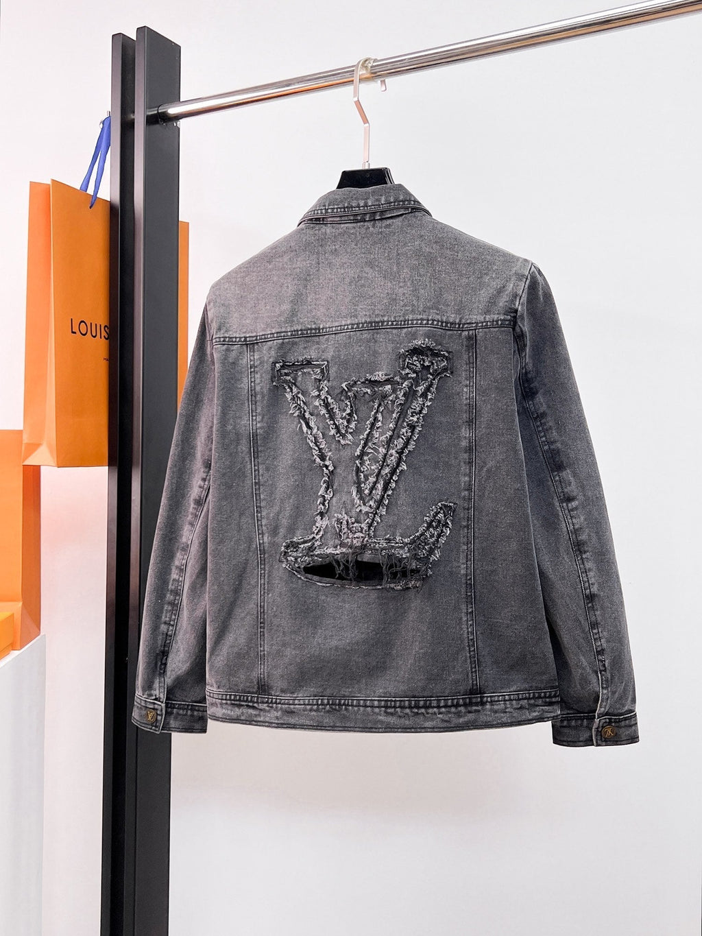 LOUIS VUITTON LV CHARCOAL BLACK DENIM JACKET 239526