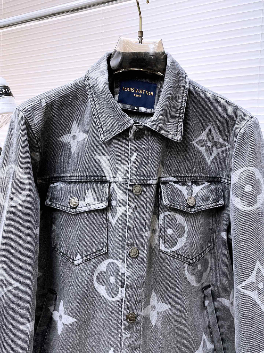 LOUIS VUITTON LV BASIC SHIRT JACKET IN GRAY MONOGRAM DENIM 239130
