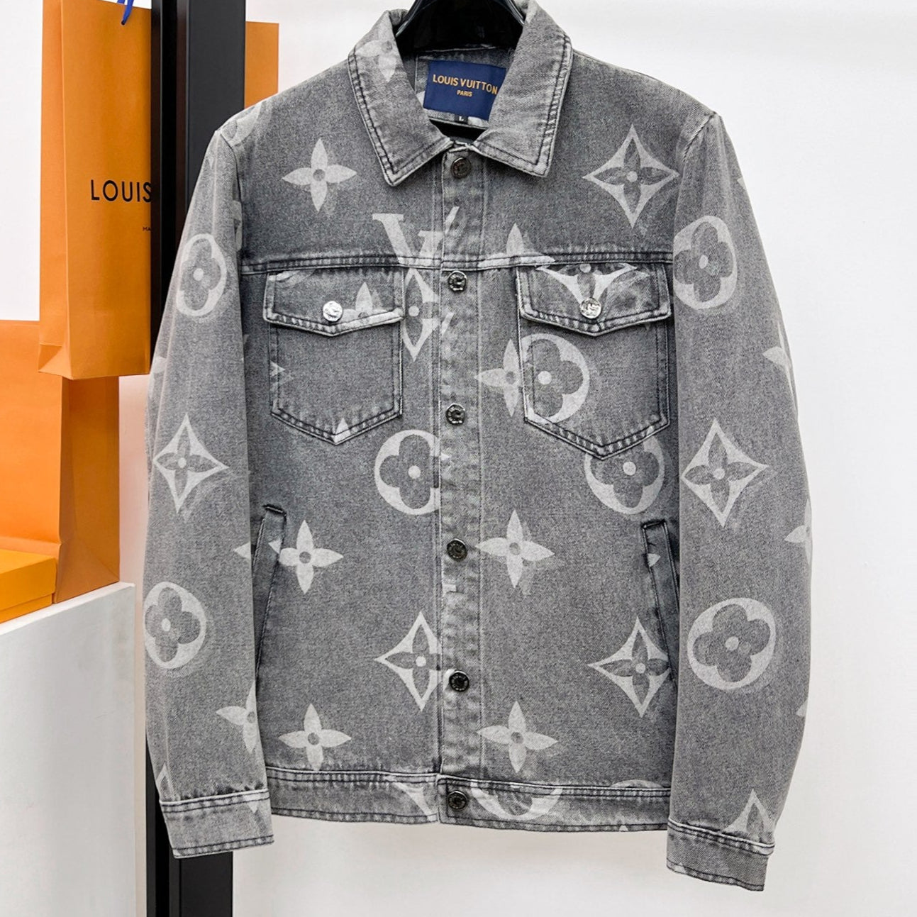 LOUIS VUITTON LV ASH GRAY MONOGRAM DENIM JACKET 239524