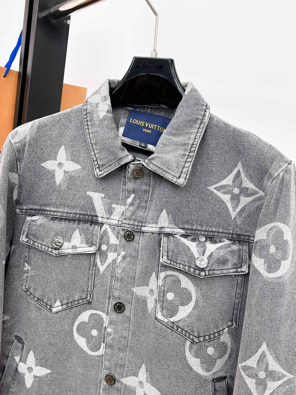 LOUIS VUITTON LV ASH GRAY MONOGRAM DENIM JACKET 239524