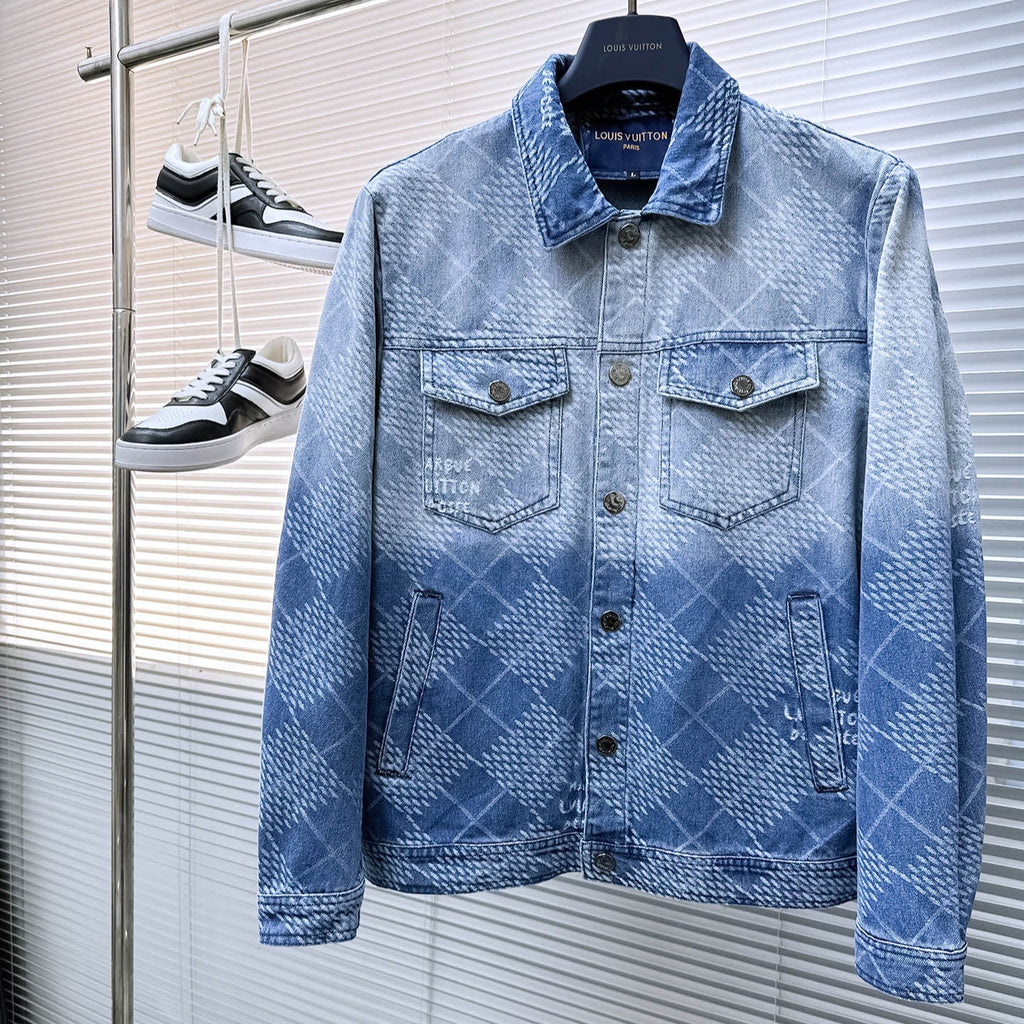 LOUIS VUITTON LV SHIRT JACKET IN BLUE DAMIER DENIM 239128