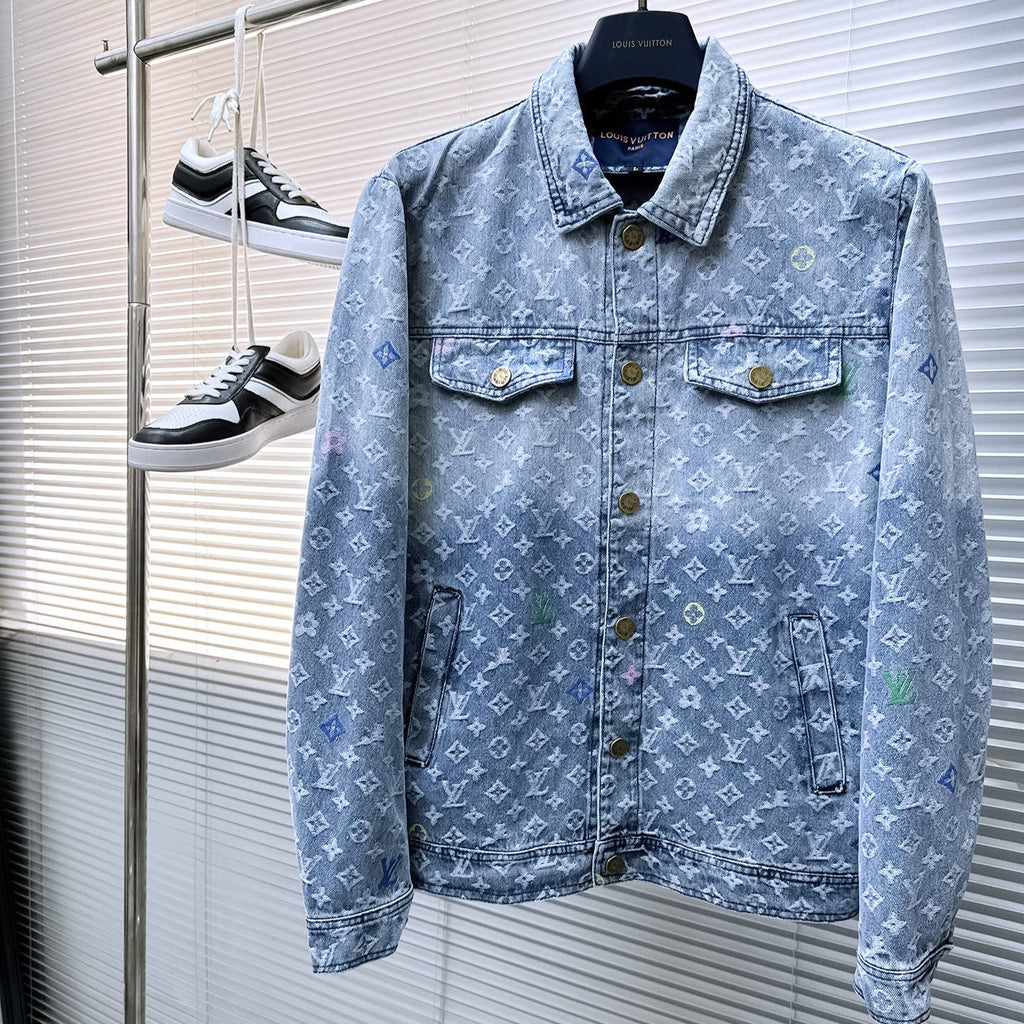 LOUIS VUITTON LV SHIRT JACKET IN LIGHT BLUE MONOGRAM CRAGGY DENIM 239125